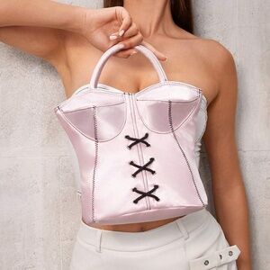 Women’s Bustier Woven Handbag – Y2K Cute Top Handle Purse for Party